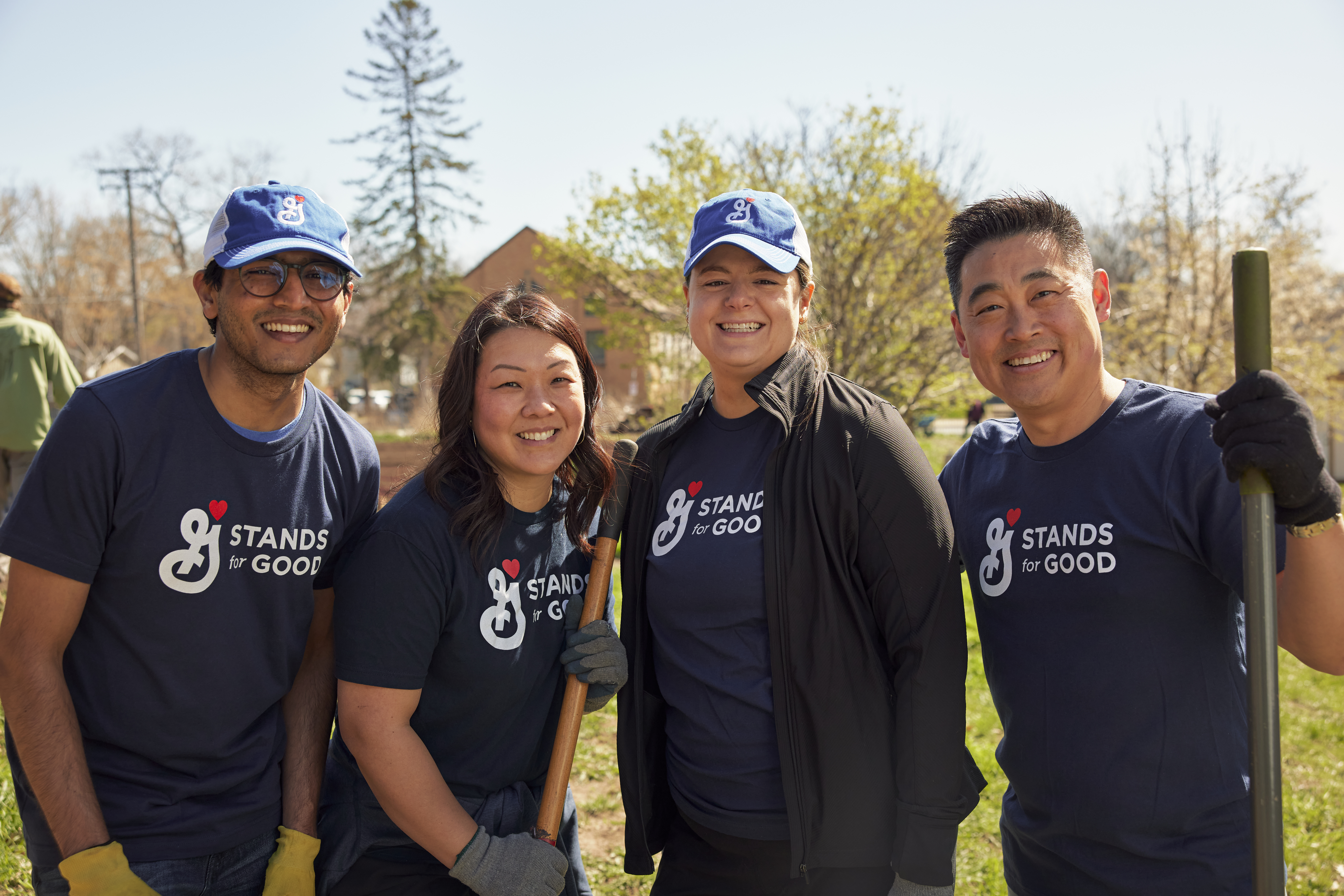 Group of employees volunteering